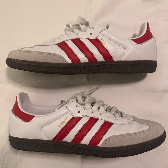 Adidas Samba (IG1025) Classic White Sneaker with red stripes (men’s size 9.5) - Picture 1 of 5